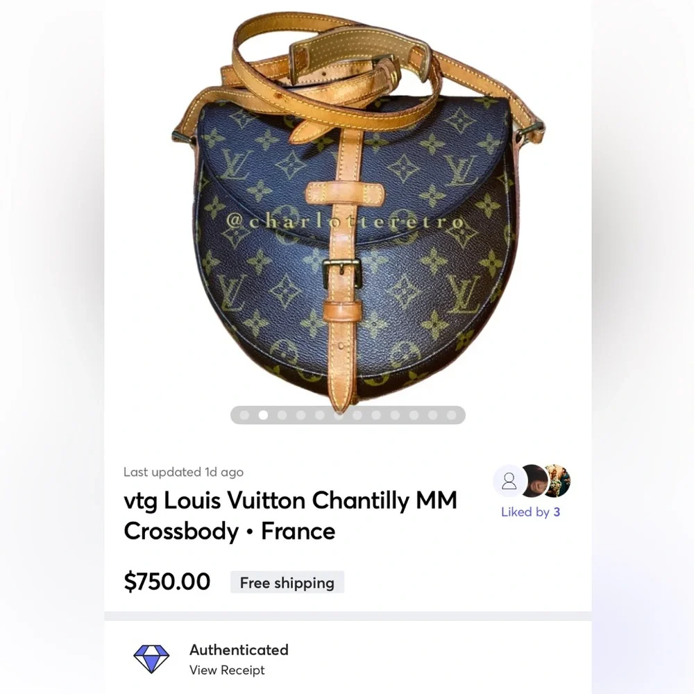90s vtg Louis Vuitton Chantilly Crossbody • France - Picture 15 of 15